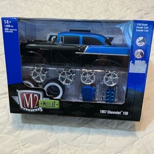 Machine Blue and Black 1957 Chevrolet 150 Model Kit